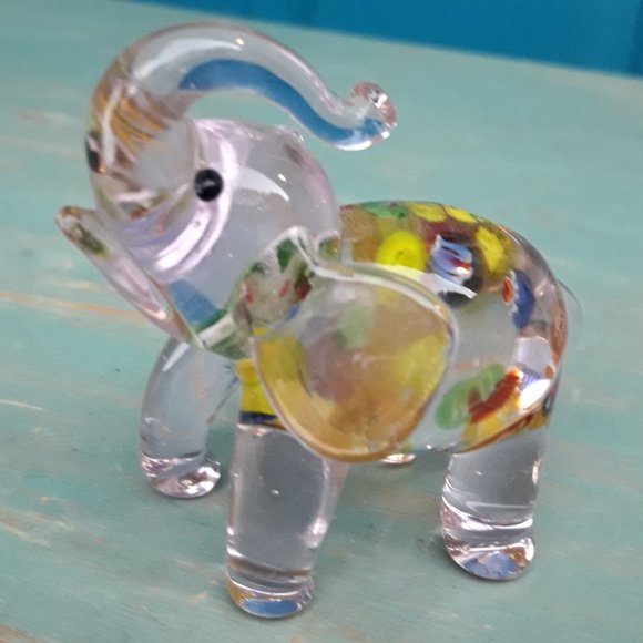 Murano Glass Elephant Millefiore Multi Colored Blown Glass Handmade Figurine - Picture 2 of 16